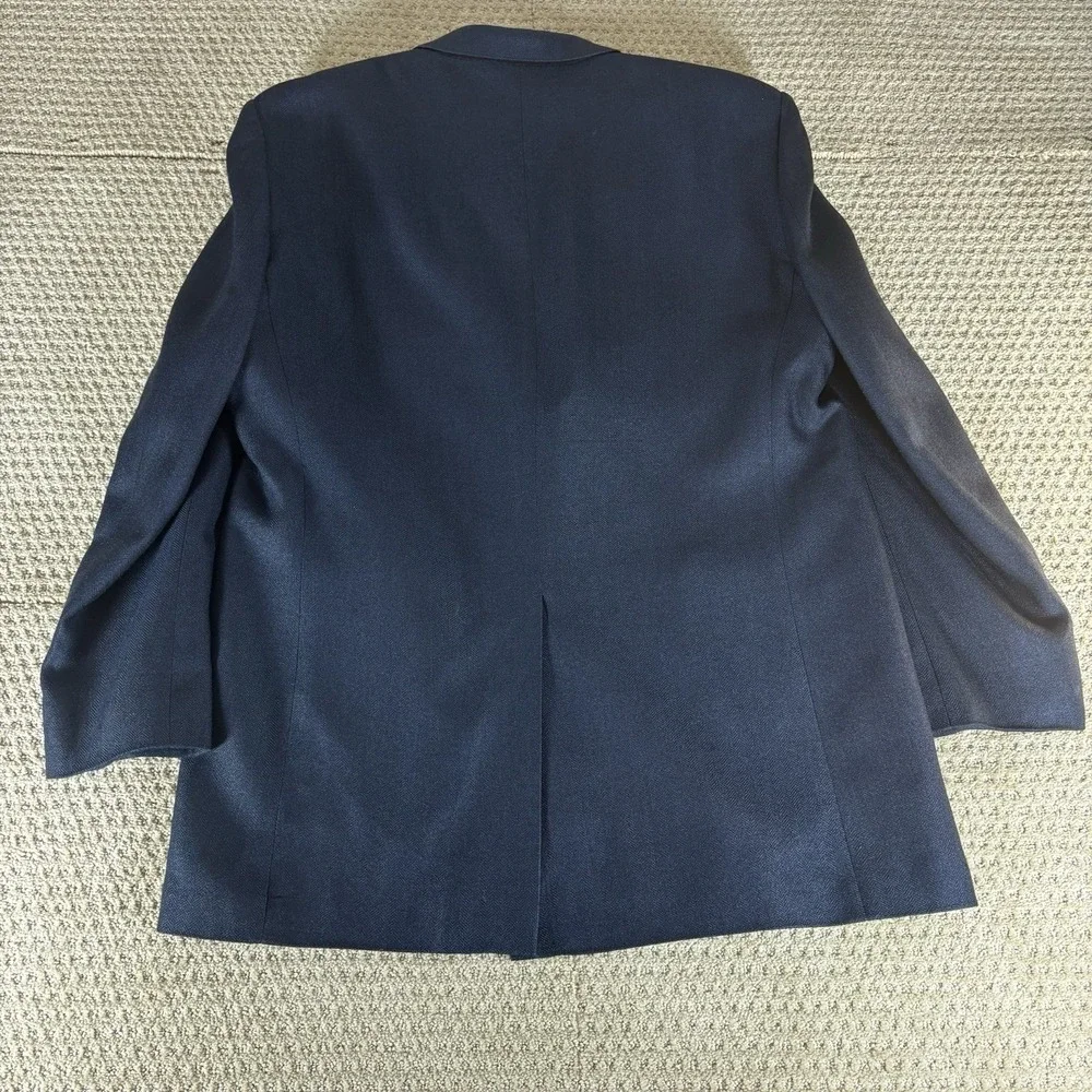 Haggar Black Label Mens Blazer Jacket Coat Sz 44L Black/Navy 2 Button 100%‎ Silk